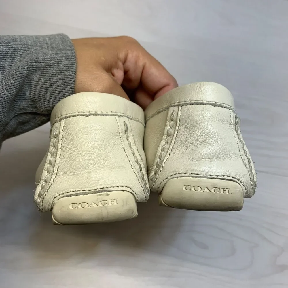 Coach Arlene Loafers‎ Women Ivory Pebbled Grain Leather Penny Driving Size 7B